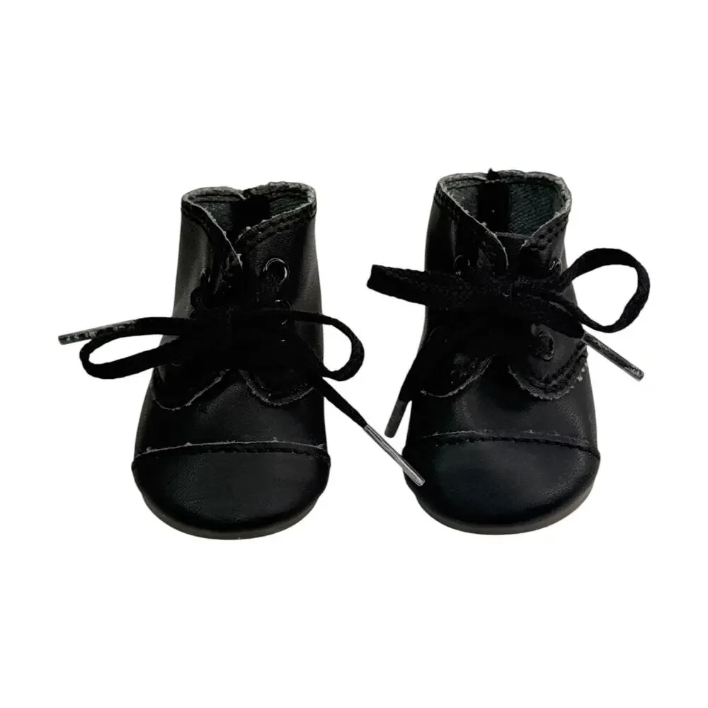 American Girl Addy Boots Meet Outfit Accessory Black Doll Shoes Lace Up Kirsten